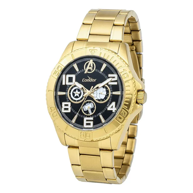 Relógio Condor Masculino Marvel Dourado Casual Co6p29jox T4a Dourado Dourado Preto