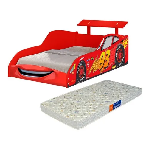 Cama Solteiro Infantil Temática Carro Vermelho Loja Tigo com Colchão