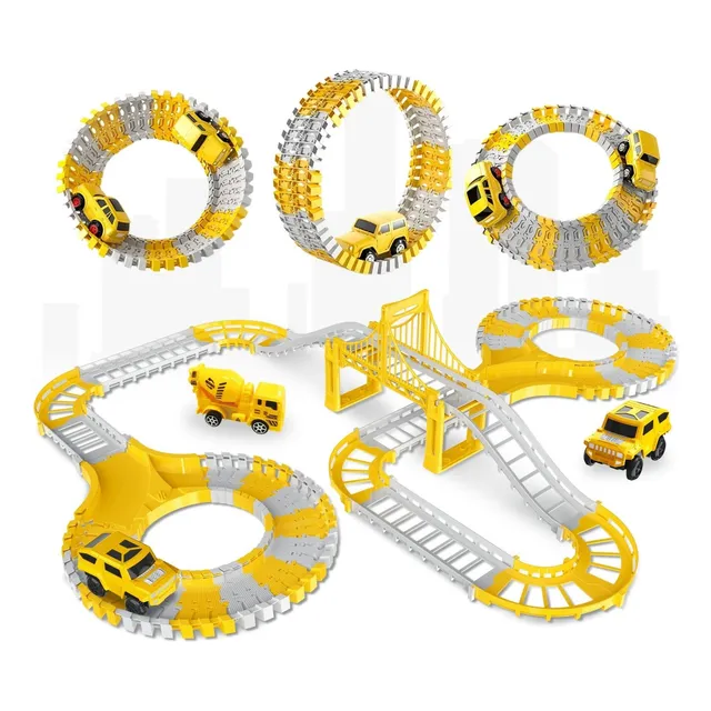 Pista De Carrinhos Construção Brinquedo Infantil 98 Peças Amarelo