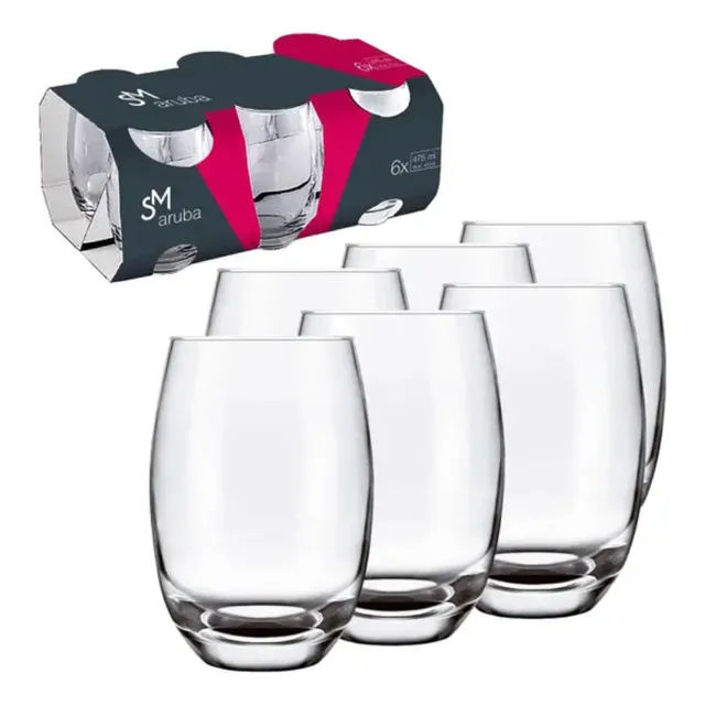 Jogo De Copos 6 Peças Aruba Transparente Sm 465ml - Nadir