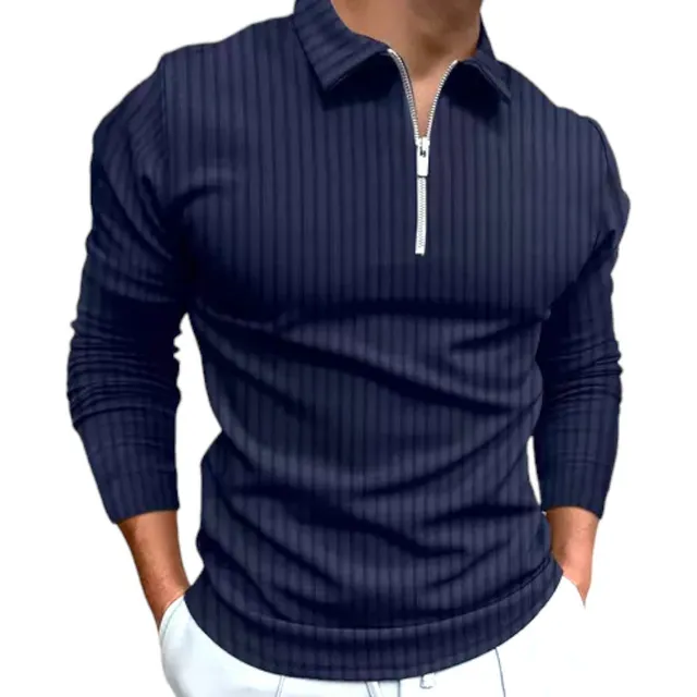 Camiseta Polo Manga Longa Com Zíper