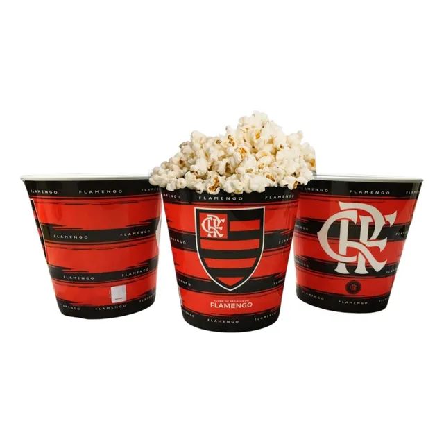 Balde Para Pipoca Grande 2,5l Time Escudo Flamengo Oficial