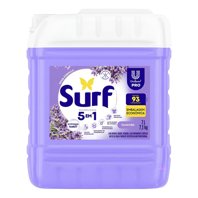 Lava-Roupas Líquido Profissional 5 em 1 Fragância De Lavanda Galão Com 7L Surf
