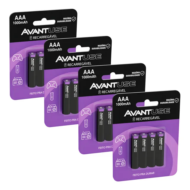 Kit 16 Pilhas Recarregável Aaa Palito 1000mah 1.2v Avant Use