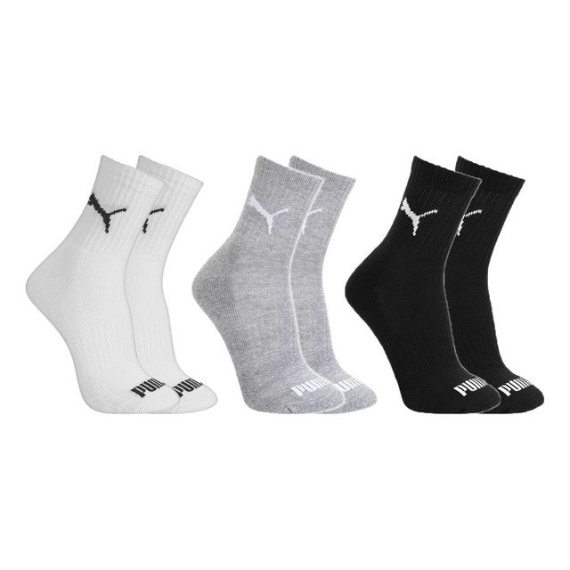 Kit 3 Pares Meias Puma Cano Médio Masculino Algodão