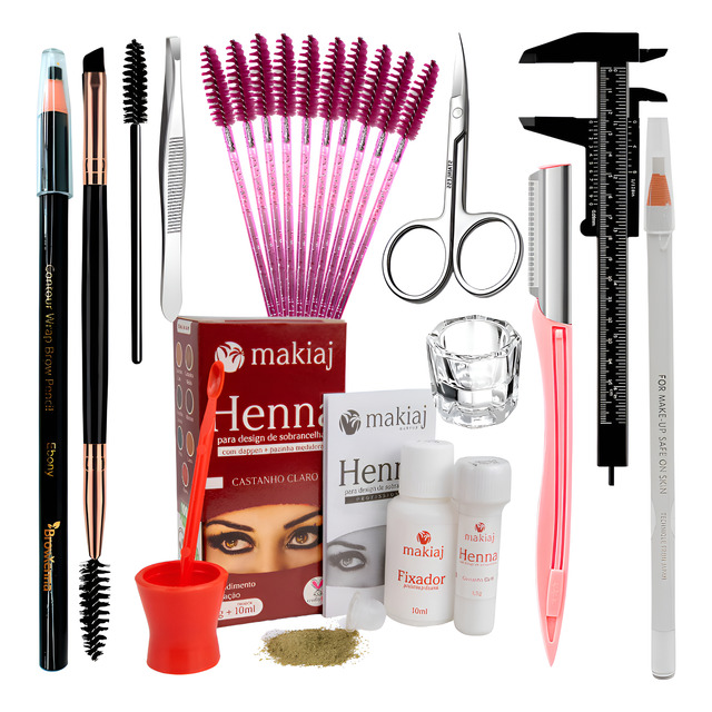 Rena Sobrancelhas Profissional Pincel Tesoura Kit Completo