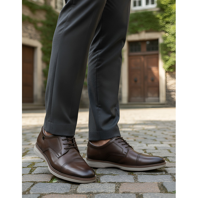 Sapato Social Pegada Masculino Couro Oxford Com Amortecedor