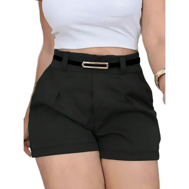 Short Alfaiataria Feminino Com Bolso E Zíper Na Lateral