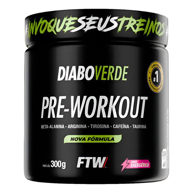 Suplemento Em Pó Pre Treino Pre Workout Pote 300g Sabor Energético FTW - DIABO VERDE