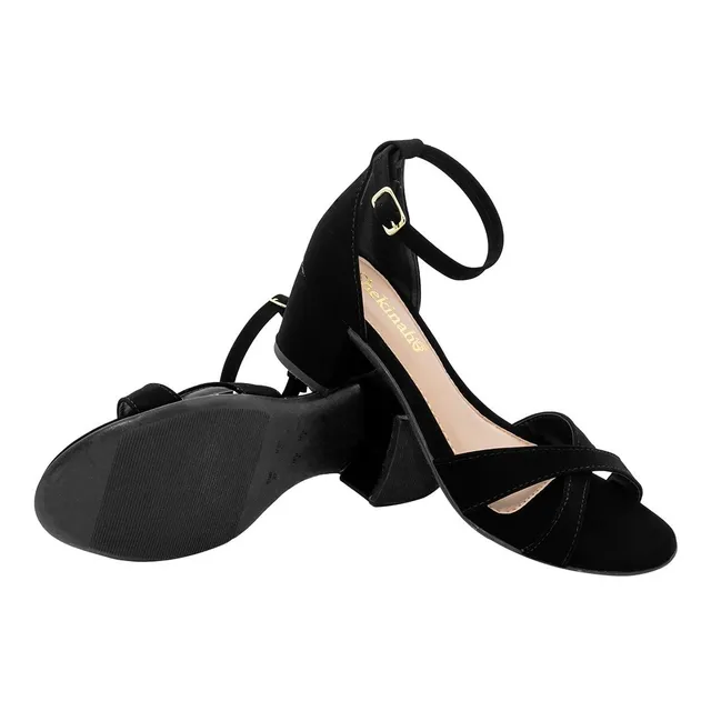Saltinho Baixo Sandália Salto Grosso Nobuck Shekinah - Feminino