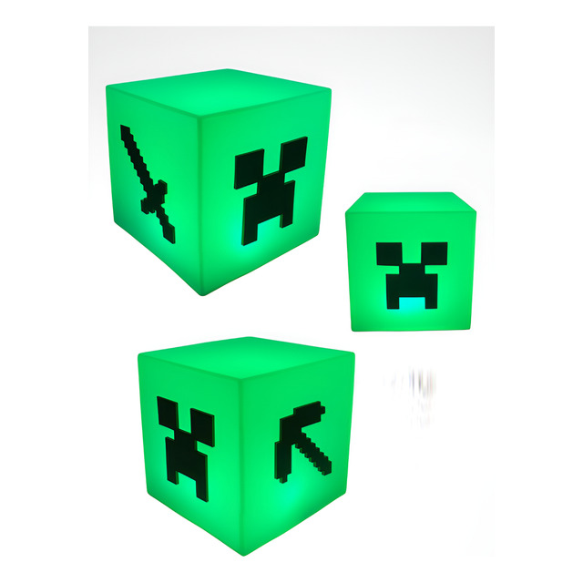 Luminária De Mesa Quarto Minecraft Geek Decorativo Gamer Preto Verde