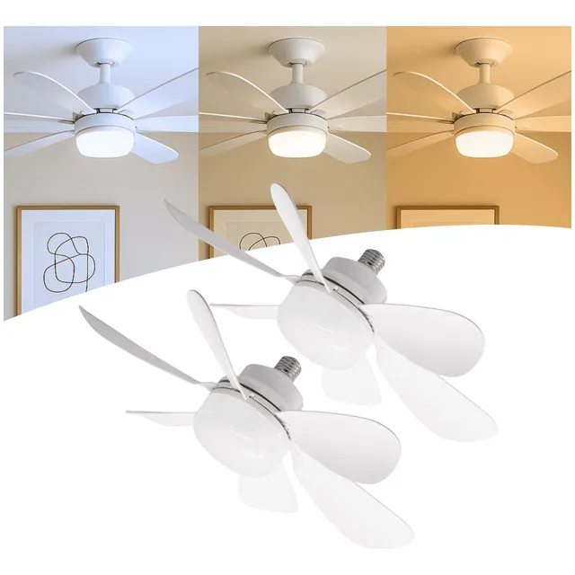 Kit 2 Lâmpada Ventilador De Teto E27 Com Led Bivolt Vt02 127220v Branco