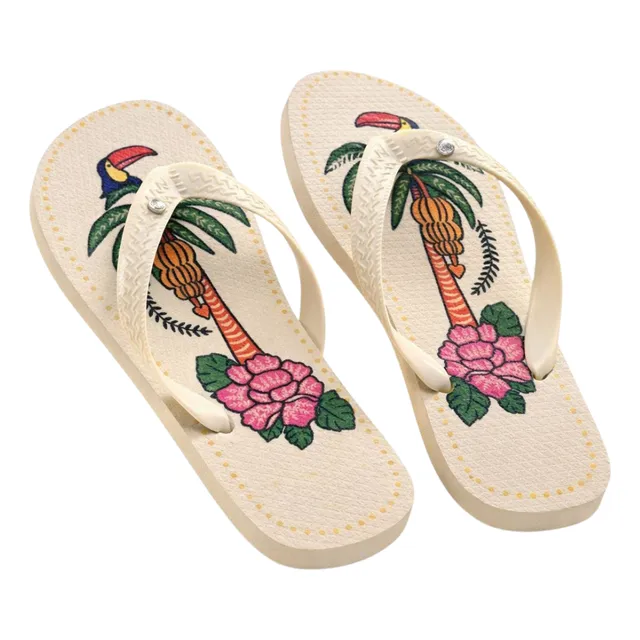 Chinelo Feminino Tropical Estampa Palmeira Confortável Verão