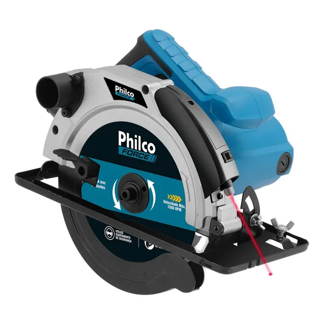 Serra circular elétrica Philco PSC01 185mm 1.5kW azul-celeste