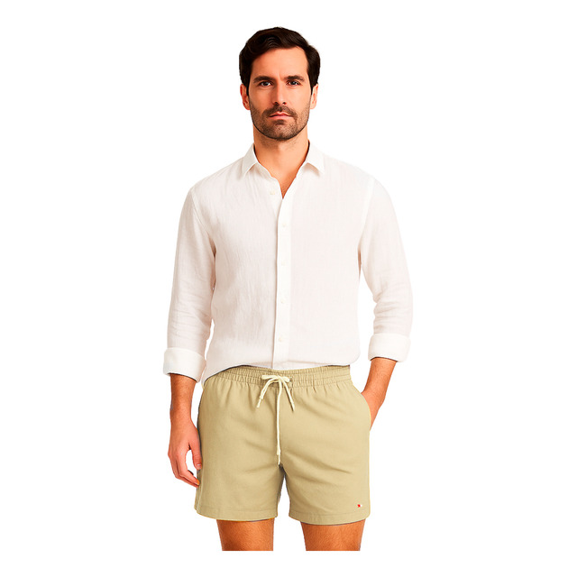 Shorts Linho Sandrini Casual Verão Confortável Masculino