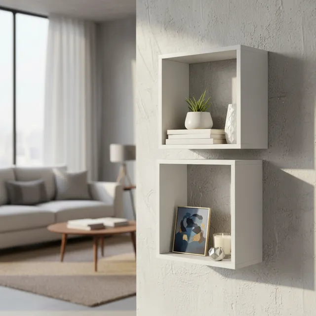 Kit 02 Nichos Mdf 25x25 Branco Decoração Sala Cozinha