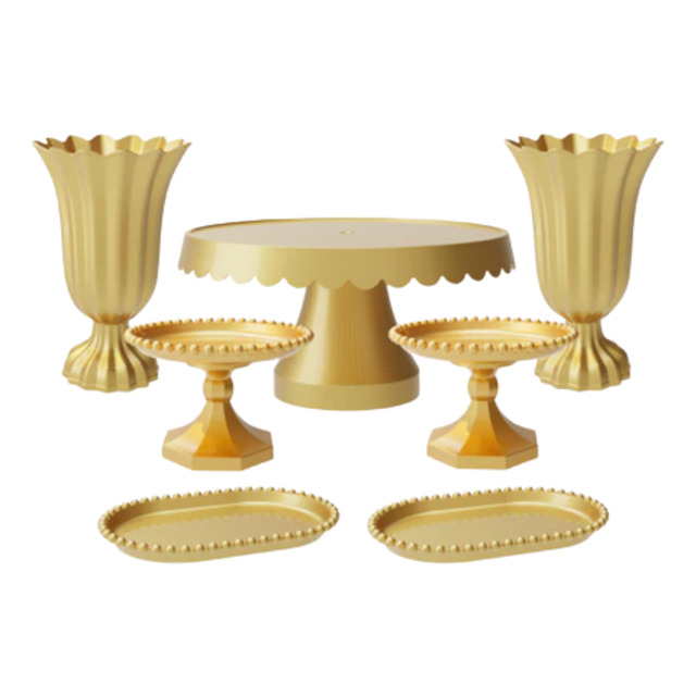 Kit Decoração De Festa Boleira Suporte Doces Vaso Bandeja