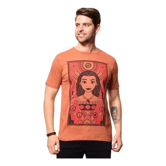 Camiseta Casual Unissex Moana Confeccionada Algodão Disney