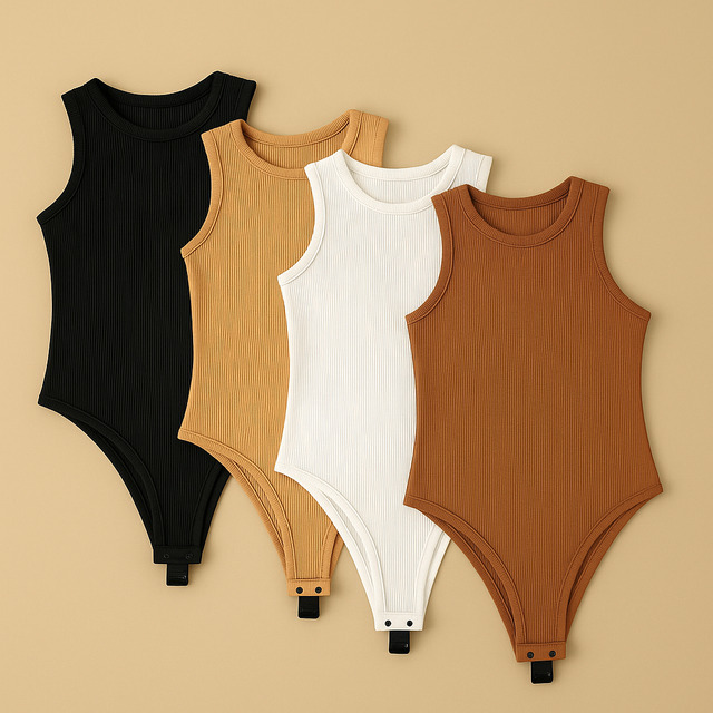 Kit com 3 Body Feminino Gola Redonda Ribana Canelada Macio