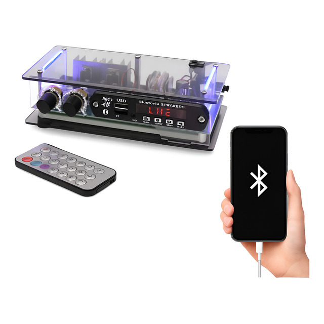 Mini Amplificador Mborg Potencia Bluetooth Caixa Som Usb Ambiente Pc Cel Cor Fume Potência De Saída Rms 20 W