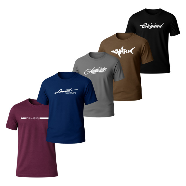 Kit 5 Camisetas Sk Clothing Dry Fit Estampado - Masculina