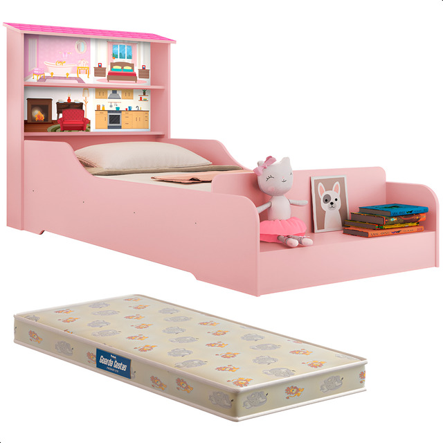Loja Tigo cama Infantil casa menina princesa com prateleiras e colchão