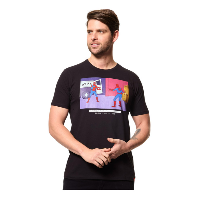 Camiseta Masculina Básica Homem Aranha Meme Preta Disney
