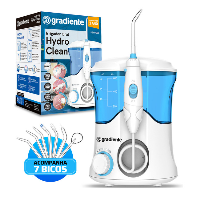 Irrigador Oral Portátil 600ml Limpeza Bucal Aparelho Prótese Hydro Clean Saúde Pgwp20C Gradiente 127220 Bivolt