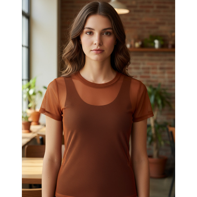 Kit 2 Blusa Tule Transparente Manga Curta Feminina Treino