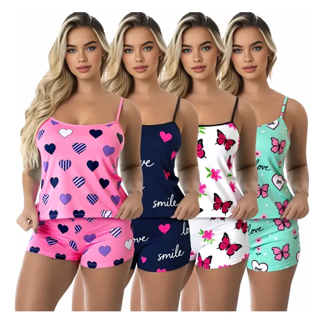 Kit 4 Baby Doll Conjunto Feminino Pijama Microfibra Sortidos