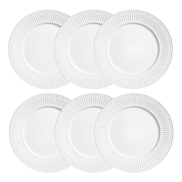 Conjunto com 6 Pratos Rasos Roma Ravenna Branco Porto Brasil