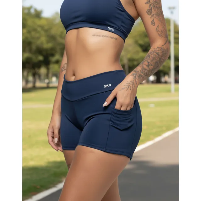Short Gkd Com Bolsos Academia Feminino Zero Transparência