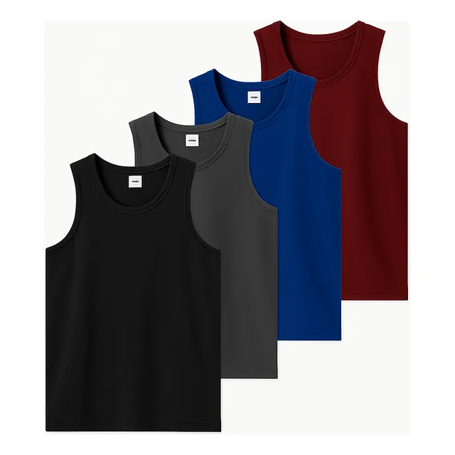 Kit 4 Camiseta Regata Masculina Academia Básica Dry Fit Lisa
