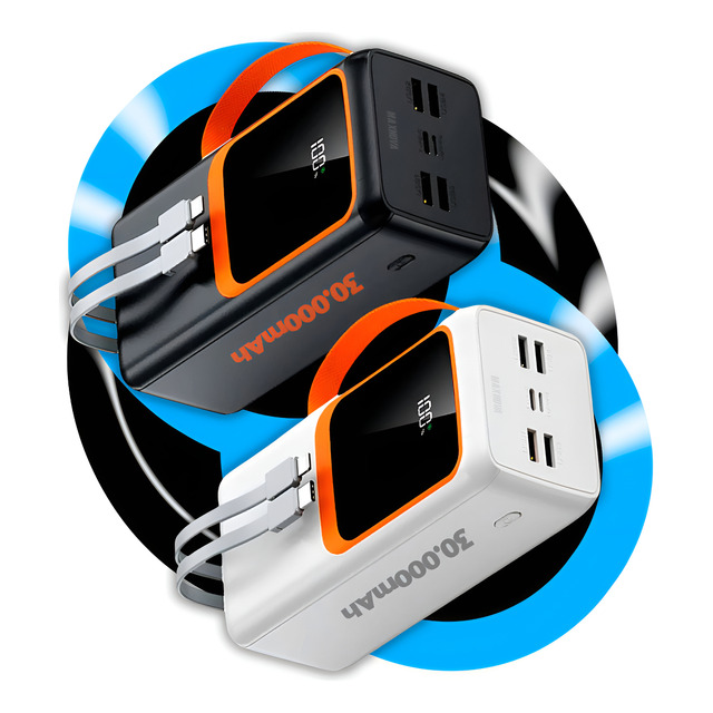 Power Bank 30000 Mah Turbo Carregador Portátil Com Cabo Usb Universal MaxnovaTodos Os Celulares