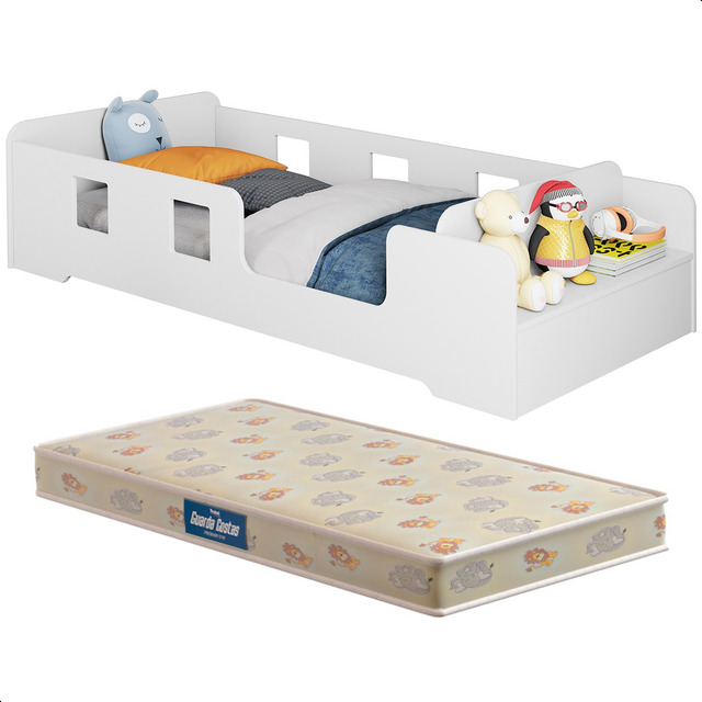 Cama Infantil De Criança Montessoriana Manu Com Colchão - Branco - Montessoriana